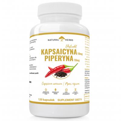 KAPSAICYNA 10 mg + PIPERYNA 10 mg Redukcja Masy Ciała Metabolizm 120 kapsułek
