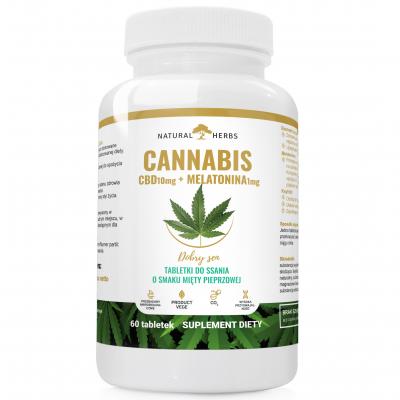 CBD 10mg + MELATONINA 1mg DOBRY SEN 60 tabletek do ssania PRODUKT WEGE