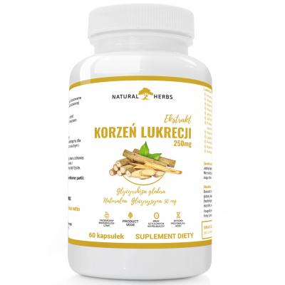 KORZEŃ LUKRECJI EKSTARKT 250mg GLICYZYRYNA PRODUKT WEGE 60 kapsułek