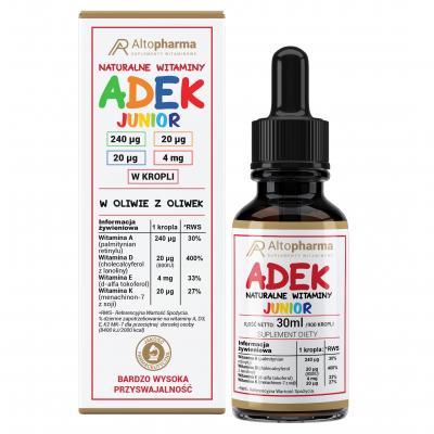 NATURALNA WITAMINA ADEK JUNIOR COMPLEX A, D3, E,K2 MK-7 KROPLE 30ml